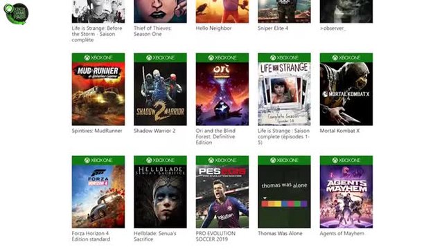 Xbox Game Pass Mars 2019