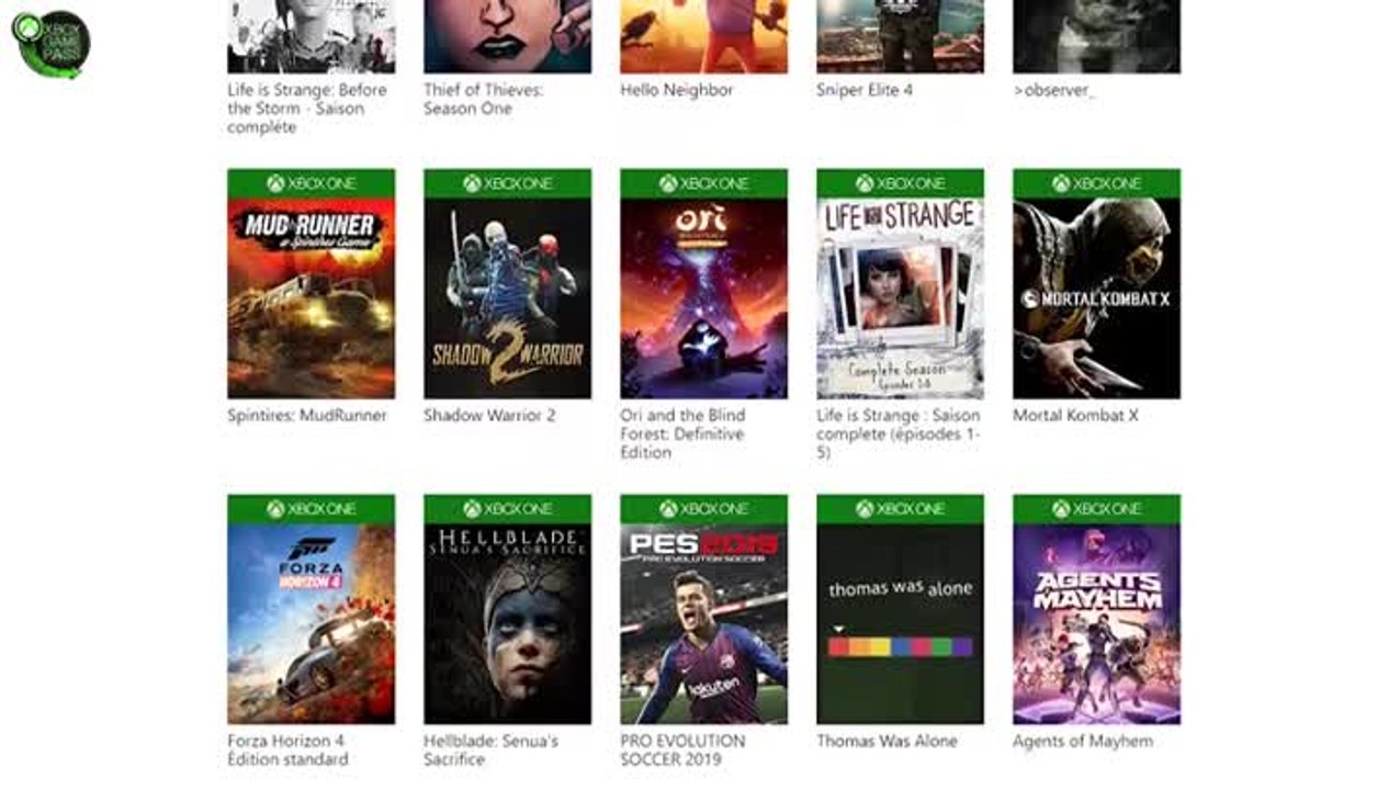 Xbox Game Pass Mars 2019