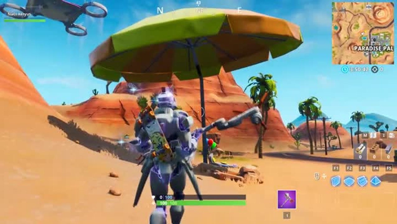Fortnite, défi des 14 jours d'été : Rebondir sur un parasol de plage géant lors de 3 parties