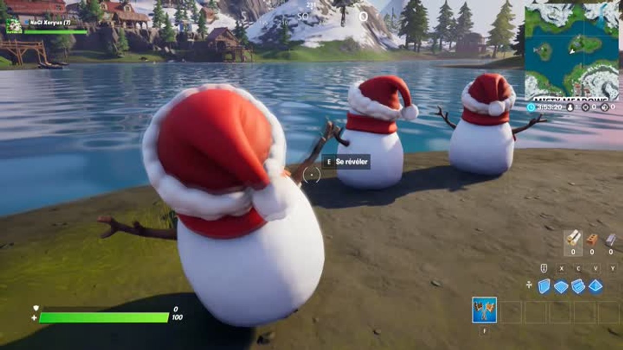 Se cacher dans un bonhomme furtif dans 2 parties (mission Fête hivernale)