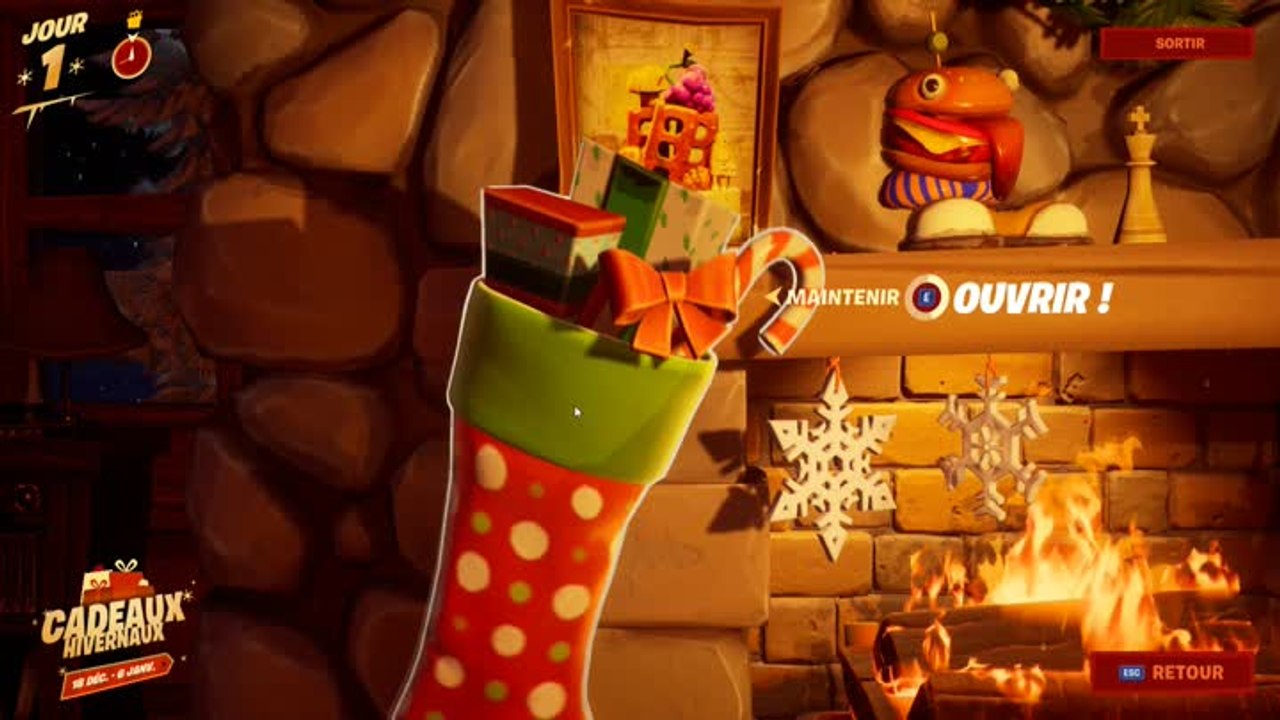 Fouiller des chaussettes de noël dans le chalet de la fête hivernale (mission fête hivernale)