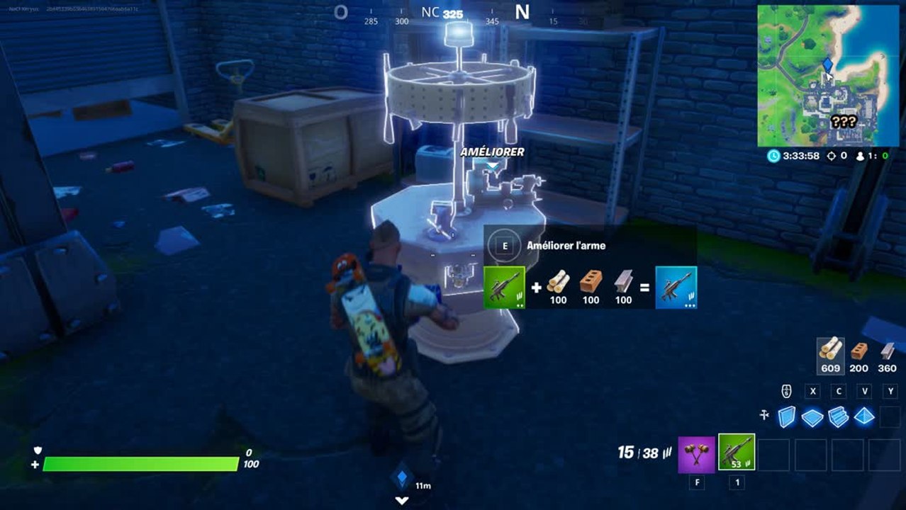 Fortnite, Chapitre 2, saison 4 :  Utiliser un établi d'amélioration en tant que Tony Stark (défis de l'éveil de Tony Stark)