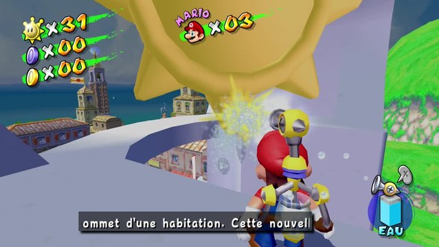 Super Mario Sunshine – Place Delfino : soleil secret n°7 soleil boueux à nettoyer