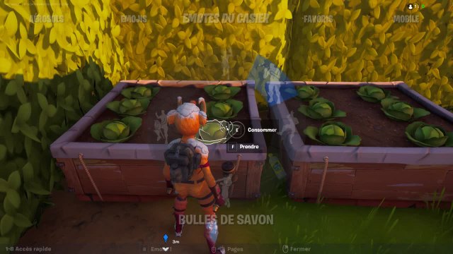 Fortnite, Chapitre 2, saison 4 : Consommer de la nourriture ramassée sur le terrain à Holly Hedges (défis de la semaine 6)