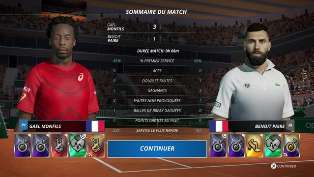 Tennis World Tour 2 - Monfils contre Paire