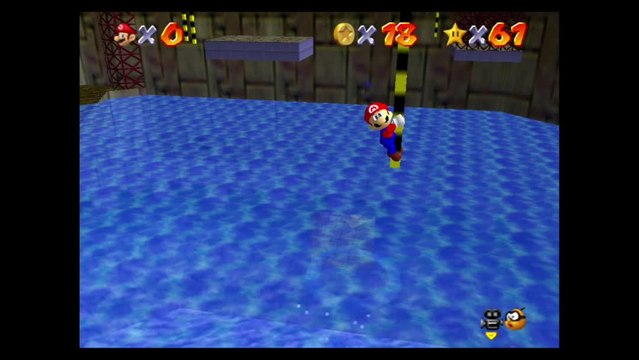Super Mario 64 – Affreux bassin : étoile n°3 Perches pour pièces rouges