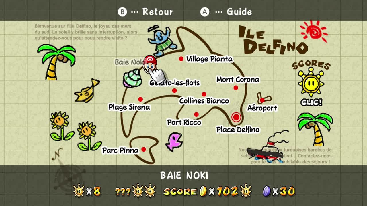 Super Mario Sunshine – Baie Noki : pièces bleues de l'épisode 8