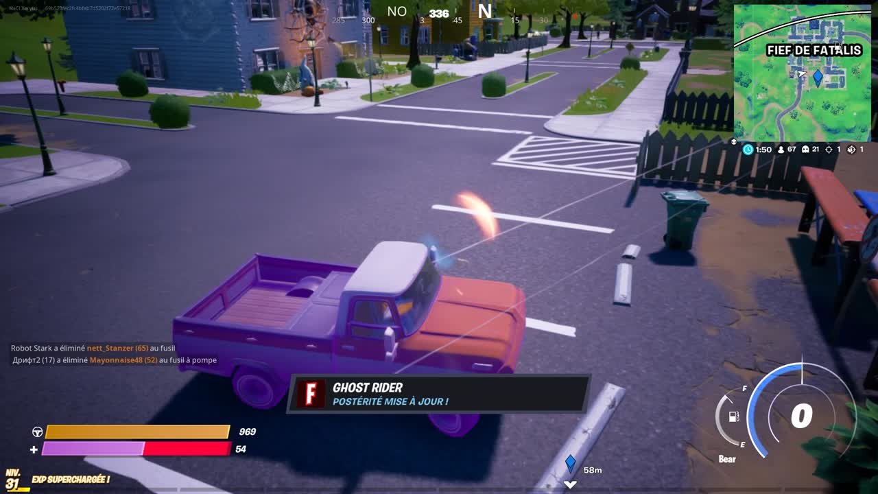 Fortnite, Chapitre 2, saison 4 : Infliger des dégâts avec un véhicule possédé (Défis Fortnite : Cauchemars)