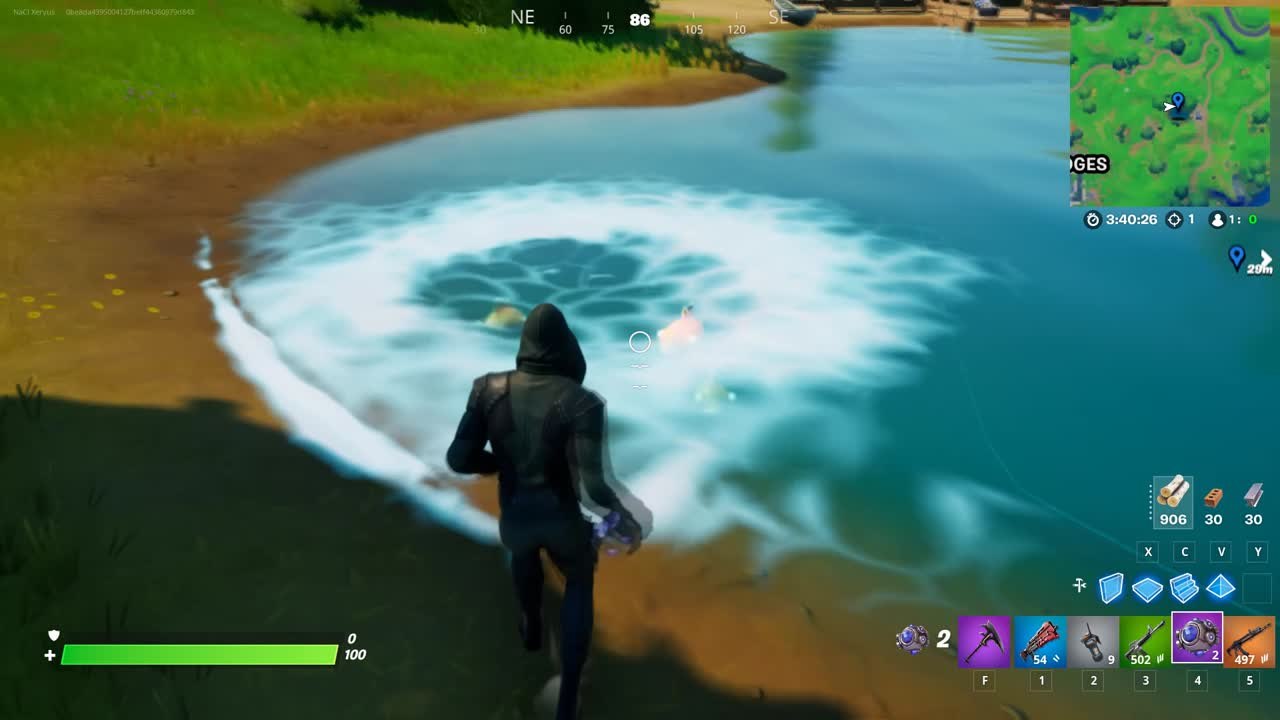 Fortnite, saison 5, quête journalière : Faire sauter des trous de pêche aux restes du requin, à Sweaty Sands ou à l'étang poissonneux
