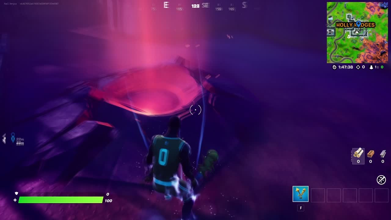 Fortnite, saison 8 : S'envoler avec un geyser corrompu dans les détours (carte de défis de Corbeau)