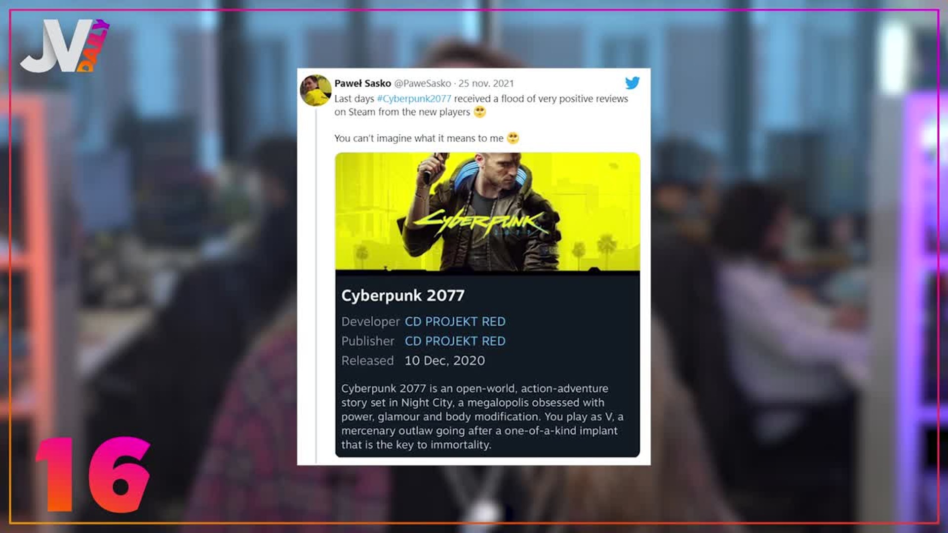 Daily JVCom - Cyberpunk 2077 retours positifs