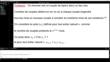Python : la suite de Fibonacci, les lapins et le nombre d'or - 1re