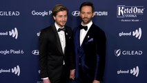 Graham Arychuk, Brad Harder attend the 33rd Annual GLAAD Media Awards red carpet in Los Angeles