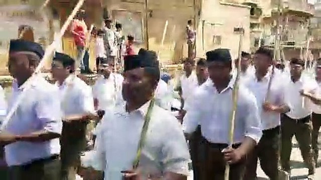 स्वर्णनगरी में निकला पथ संचलन, स्वयंसेवकों में उत्साह का माहौल