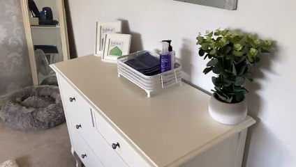 Homes for Ukraine host Natalie Dyson shows the bedroom she recently decorated for Kristina and Oleksandr Kobzar