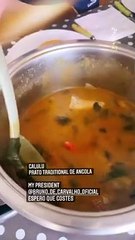 Bruno de Carvalho deliciado com prato tradicional de Angola feito pela sogra
