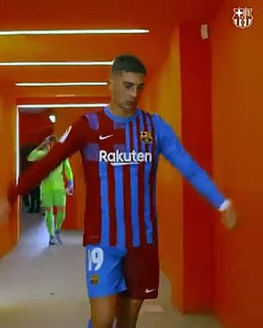 Ferran Torres celebra la victoria del Barça ante el Sevilla / FCB