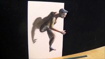 Trough the Wall - Drawing a Running 3D Figure - Trick Art on Paper - Vamos