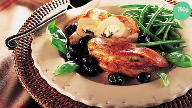 Escalopes de poulet au chèvre et au basilic