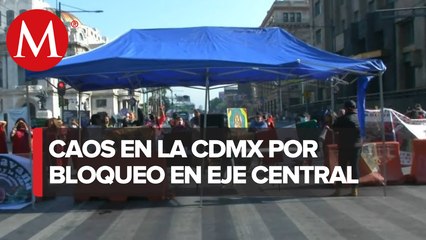 Eje Central bloqueado por comunidad Triqui en alcaldía Cuauhtémoc