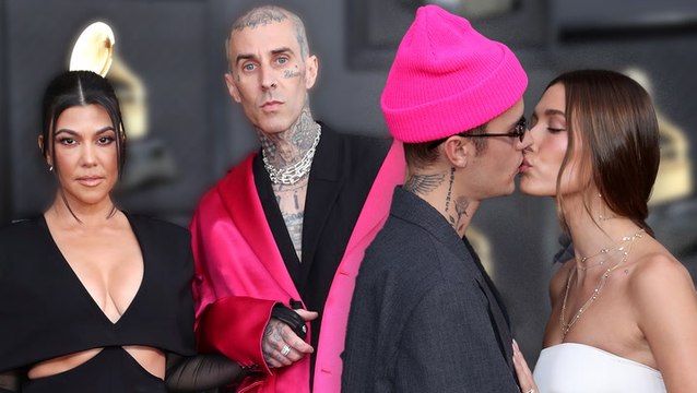 Kourtney Kardashian, Justin Bieber & More Couples Pack On The PDA At The 2022 Grammys