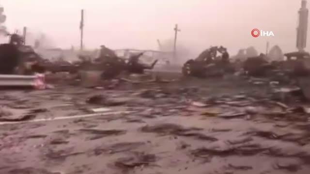Rus ordusundan temizlenen Kiev-Jitomir karayolu görüntülendi