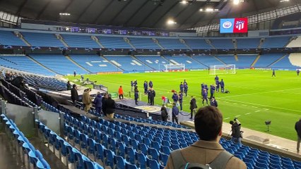Atletico Madrid train at the Etihad ahead of Champions League quarter-final
