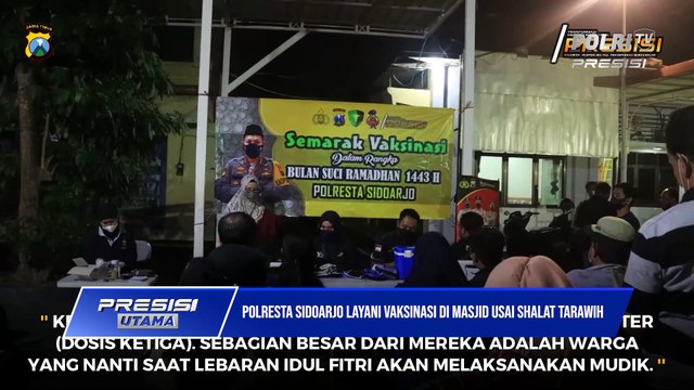 Usai Shalat Tarawih, Polresta Sidoarjo Layani Vaksinasi di Masjid