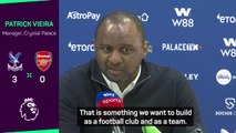 Vieira praises Palace 'intensity' after Arsenal win
