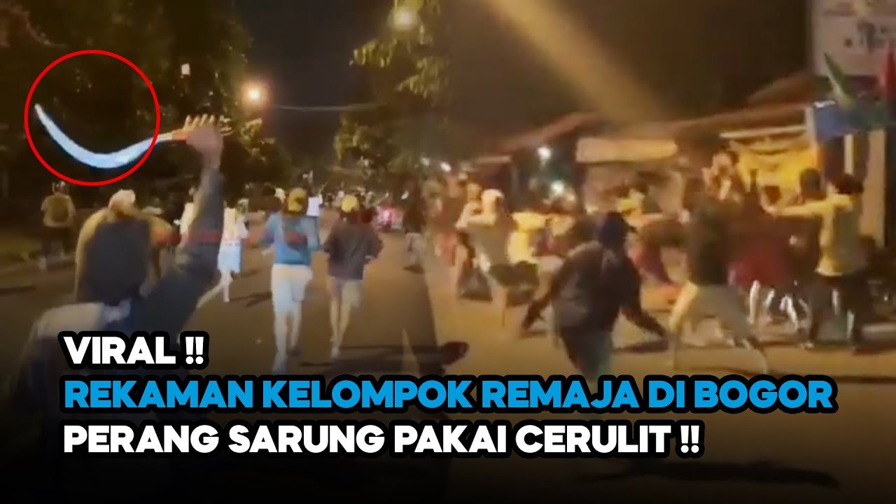 VIRAL! REKAMAN KELOMPOK REMAJA PERANG SARUNG PAKAI CERULIT DI JONGGOL BOGOR