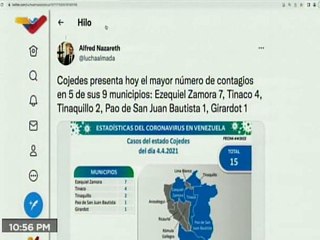 COVID-19 | Venezuela registra 62 casos, todos de transmisión comunitaria y 513.621 recuperados
