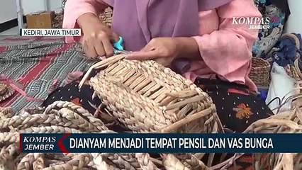 Eceng Gondok Diolah Menjadi Vas Bunga dan Tempat Pensil
