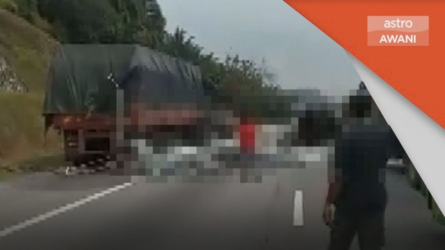 Kemalangan | Lori terbabas di lebuh raya, kelindan maut