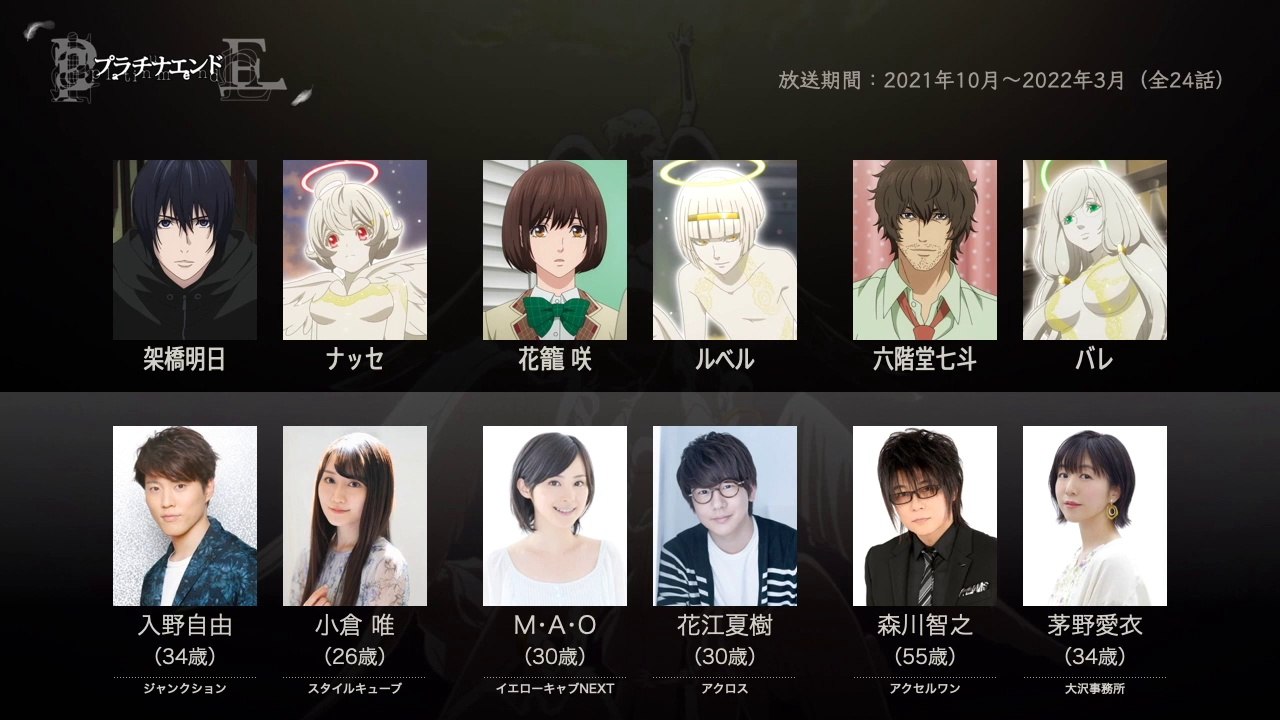 プラチナエンドの声優さんたちは、こんな顔！