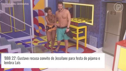Último dos românticos? No 'BBB 22', Gustavo cita Laís ao recusar convite de Jessilane: 'Não vai gostar'