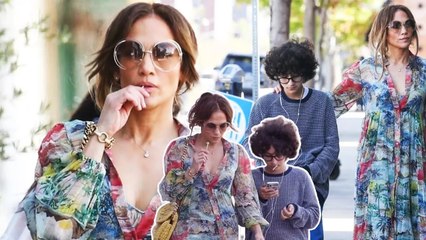JLo looks radiant while performing her duties as a mother without Ben Affleck