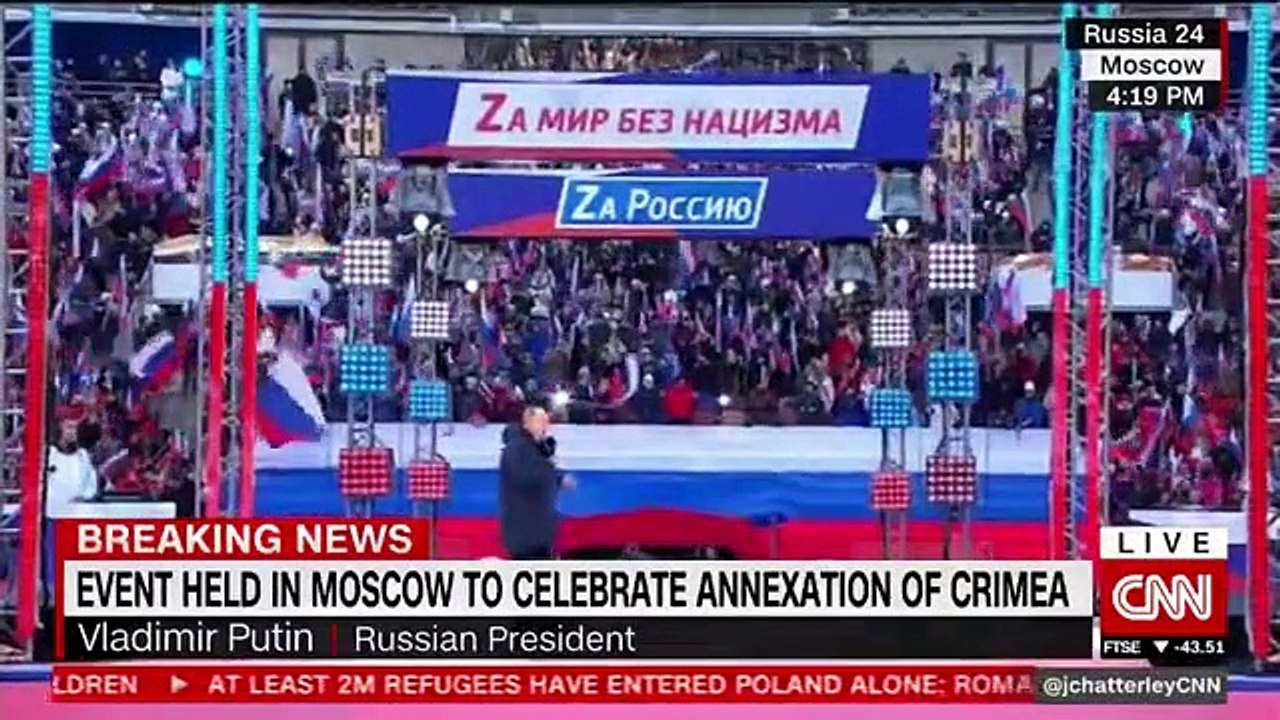 Hear what Putin told large crowd amid invasion