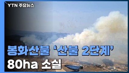 봉화산불 '산불 2단계'...진화율 65%, 80ha 소실 / YTN