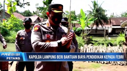 Kapolda Lampung memberikan bantuan biaya pendidikan anak 7 tahun penderita kelainan mata di Dusun Rupit Pekon Negeri Agung