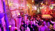 Muslims attend the lighting of giant lanterns in Jerusalem