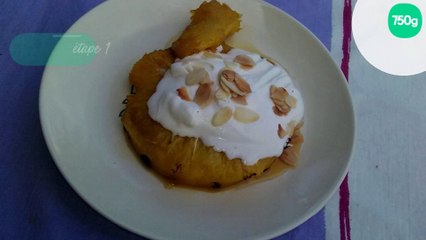 Download Video: Tranches d'ananas caramélisées et chantilly à la vanille