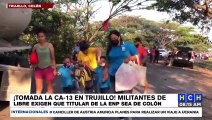 ¡Tomada la CA-13 en Trujillo! Militantes de LIBRE exigen que el titular de la ENP sea de Colón