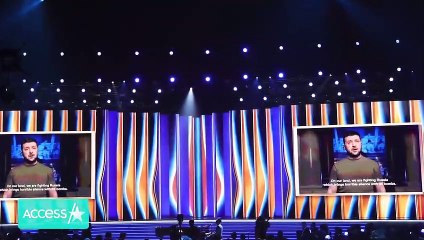 Grammys- Ukraine's President Zelenskyy Gives Powerful Speech