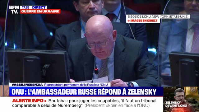 Vassili Nebenzia, représentant permanent de la Russie à l’ONU accuse Volodymyr Zelensky de porter des accusations insubstantielles contre la Russie
