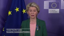 European Commission President Ursula von der Leyen announces EU proposal for further sanctions on Russia, including ban on coal imports