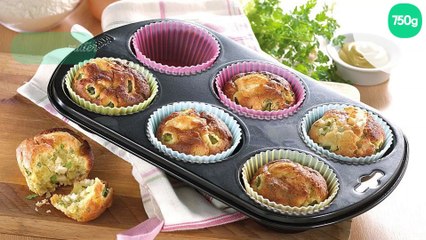 下载视频: Muffins au fromage de chèvre, cornichons, ail et fines herbes