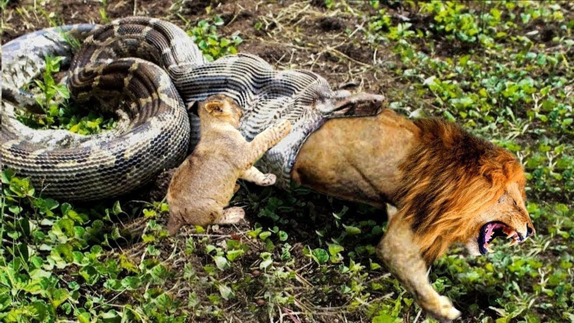 Anaconda Eating A Lion