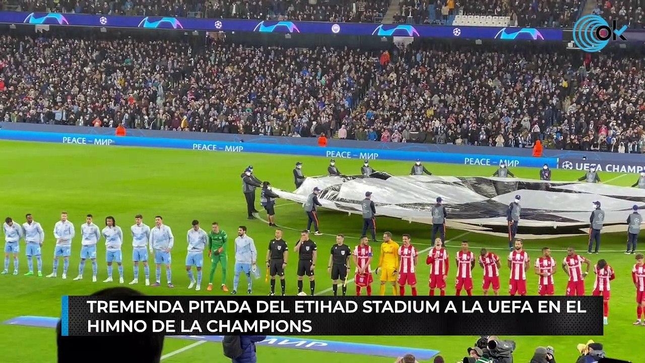 Tremenda pitada del Etihad Stadium a la UEFA en el himno de la Champions