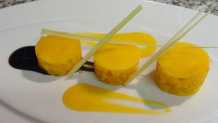 Dessert light : ravioles de mangue au gingembre, citronnelle et vinaigre balsamique