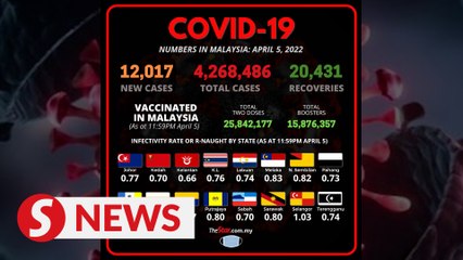 Covid-19 Watch: 12,017 new cases reported, cumulative total now at 4,268,486